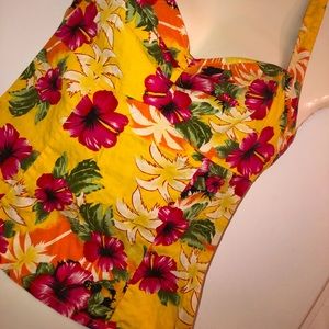 Halter top Flower shirt. So cute, gently worn, Tie around the neck and side zip